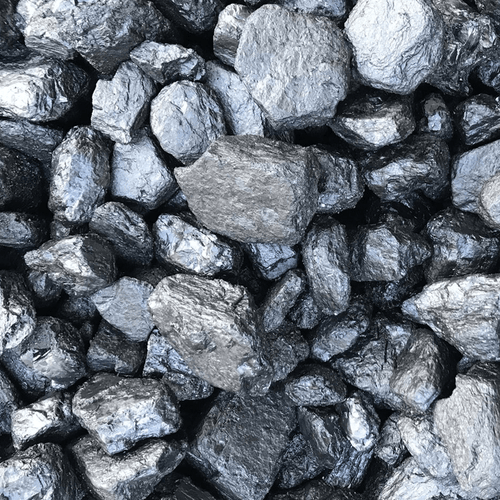 Close-up of shiny metallic high-grade coal pieces from Anthracite Bags for closed-combustion stoves and fireplaces