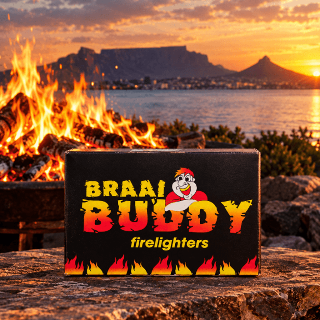 Packaged paraffin Blitz firelighter packs with breakable white slabs for fast braai and fireplace ignition
